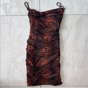Fierce Tiger Print Ruched Mini Dress